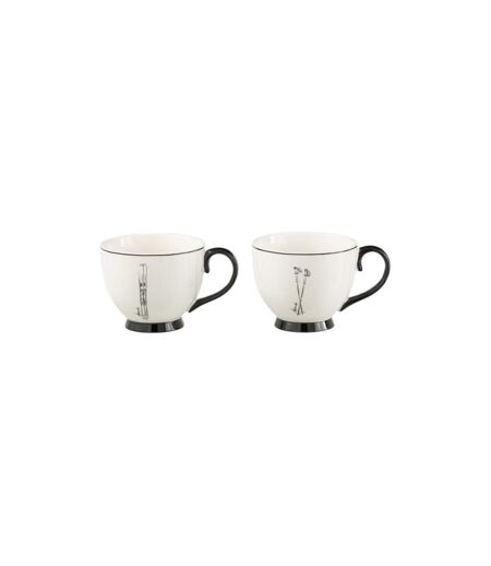 Lot de 2 Mugs en Céramique Après-Ski 45cl Blanc