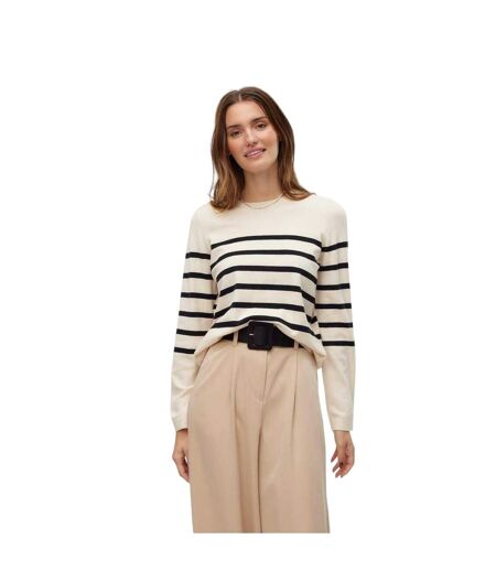 Pull Motif/style À Rayures Saba Femme Beige Pâle Noir Vero Moda