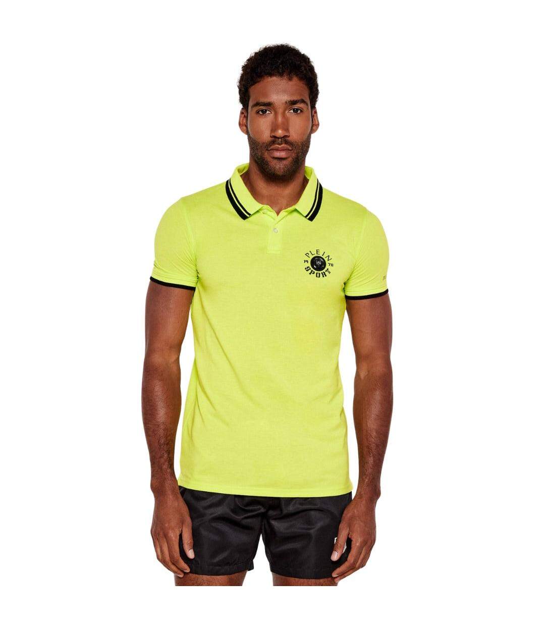 Polo Motif/style Grand Logo Homme Vert Citron Plein Sport-1