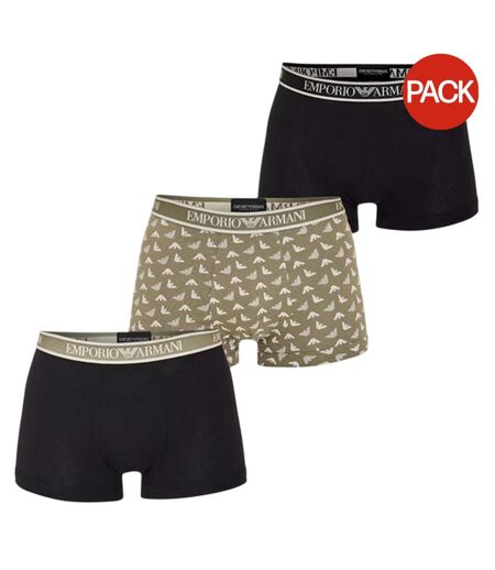 Lot De 3  Boxers Core Homme Noir Vert Imprimé Emporio Armani