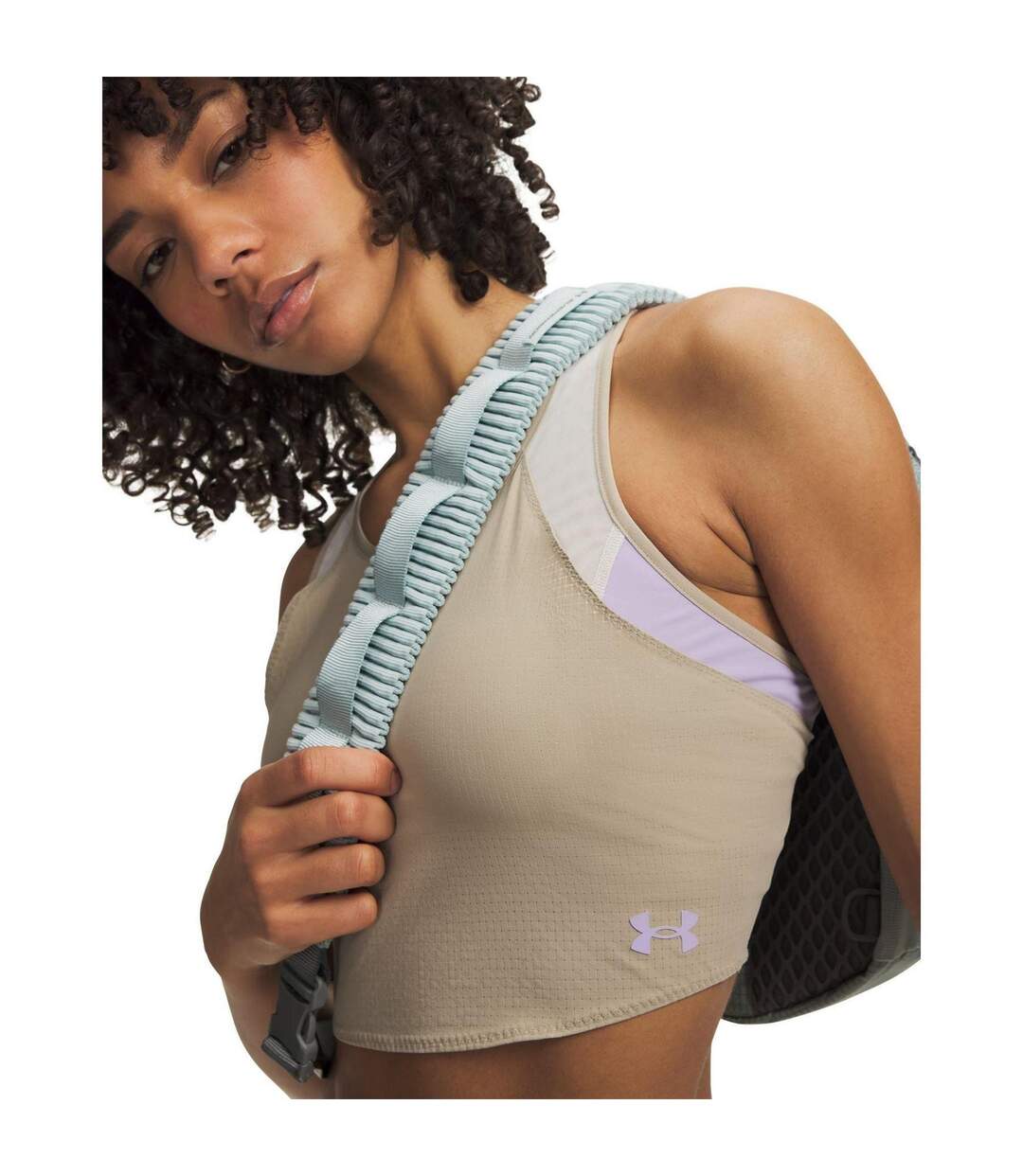 Débardeur Trail Run Femme Kaki Violet Under Armour-3