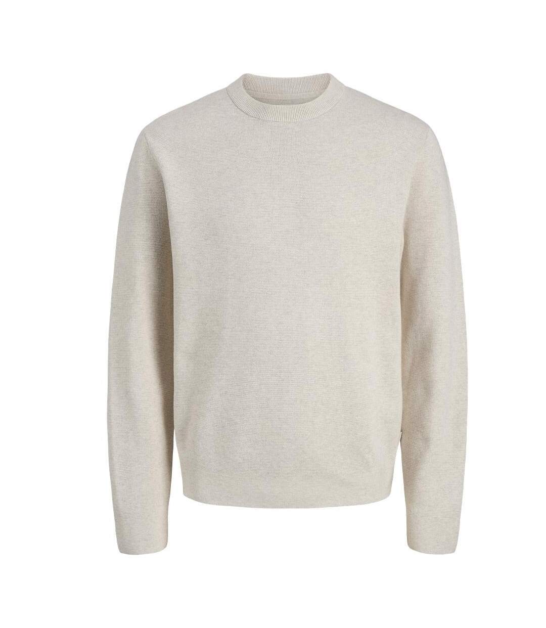 Pull beige homme jack & jones stitch-1