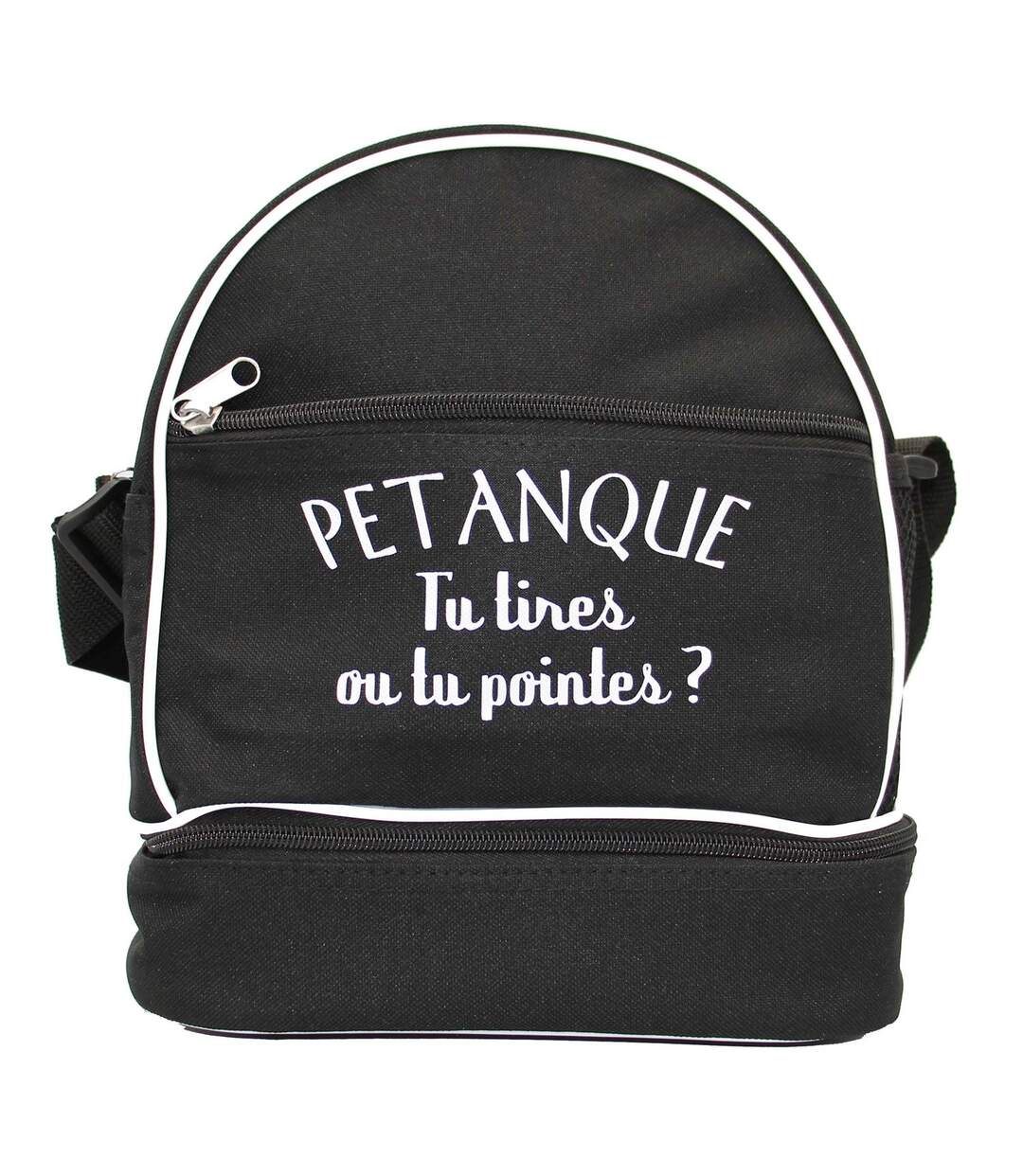 Sac bandoulière pour 3 boules de pétanque - Tu tires ou tu pointes - noir-2