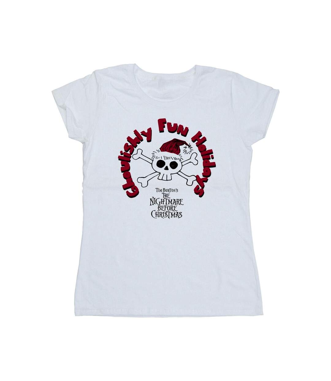 Disney T-shirt en coton Femme/Ladies The Nightmare Before Christmas Ghouishly Fun Holidays (Les cauchemars avant Noël) (Blanc) - UTBI35826-1