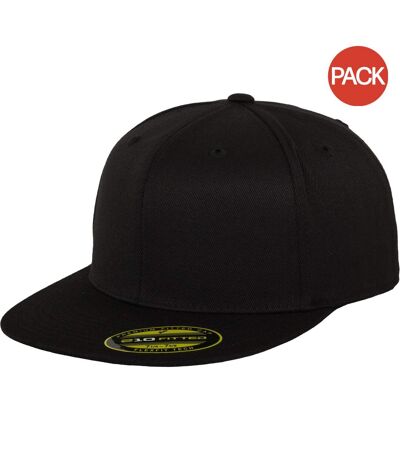 Lot de 2  casquettes flexfit adulte noir Yupoong