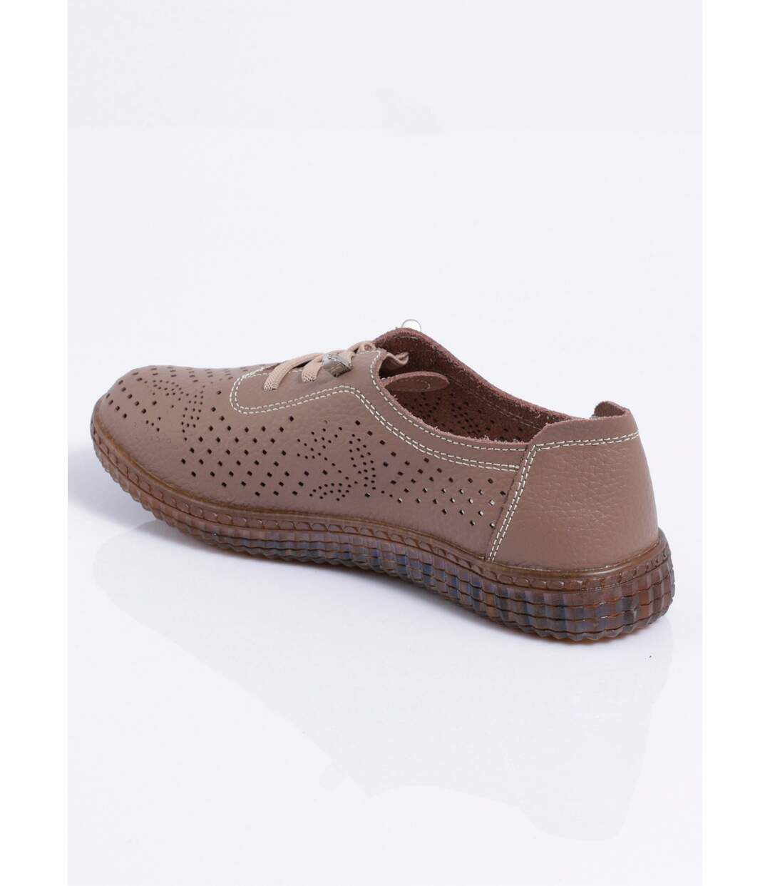 Baskets lacées cuir perforé largeur confort-2