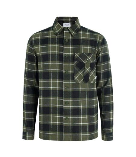 Mens Anthm Plaid Pocket Long-sleeved Shirt Army Khaki Firetrap