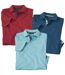 Pack of 3 Men's Jersey Polo Shirts - Turquoise Red Blue