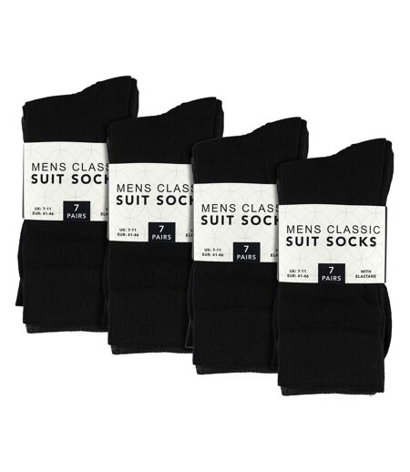 7 Pack Mens Classic Suit Socks - Soft Breathable Plain Dress Socks