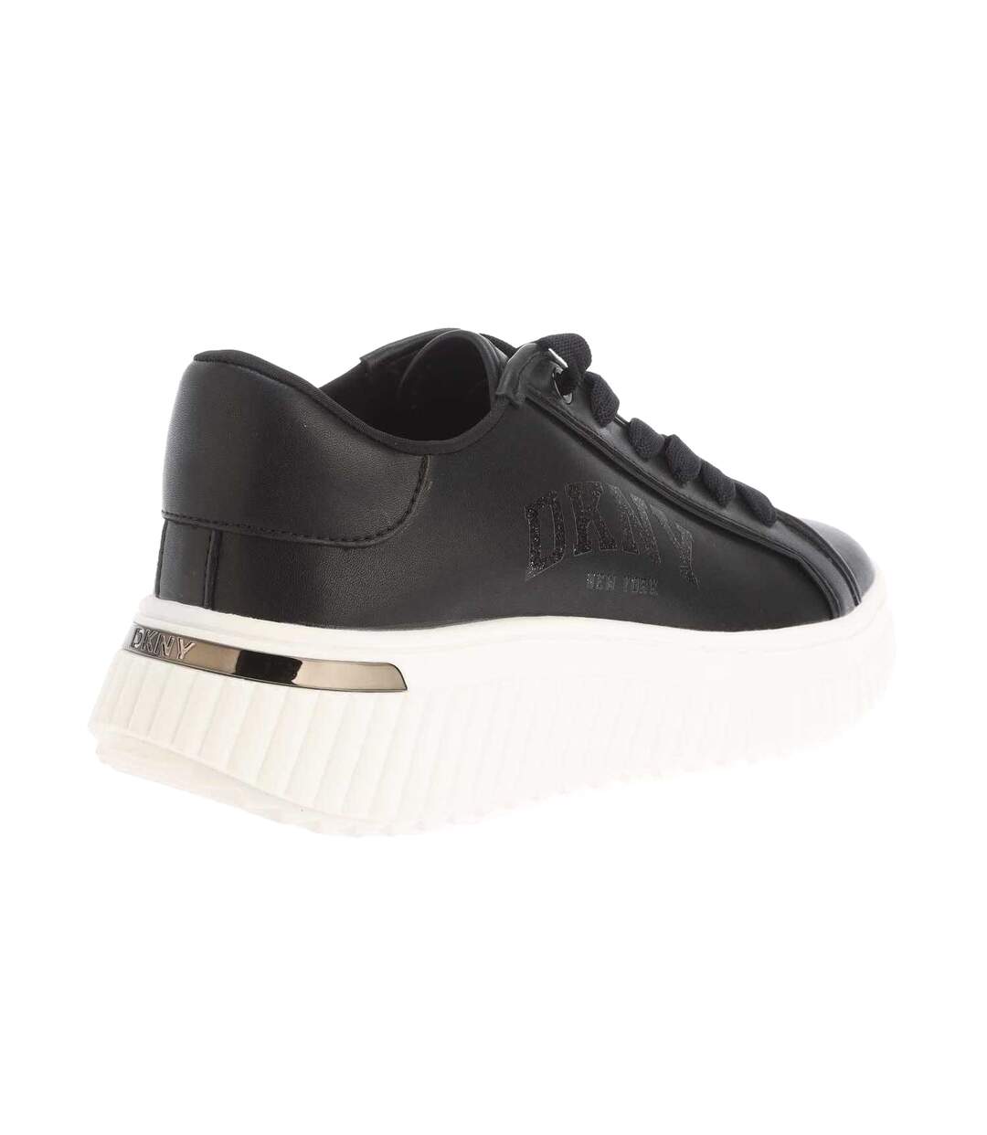 Womens/ladies Larissa Leather Lace Up Trainers Black DKNY-2