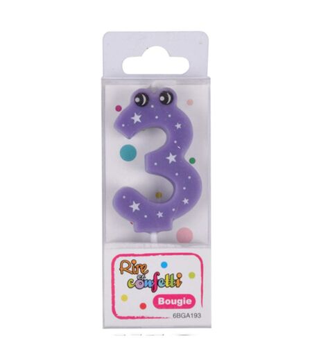 Bougie d'Anniversaire Chiffre 3 5cm Violet