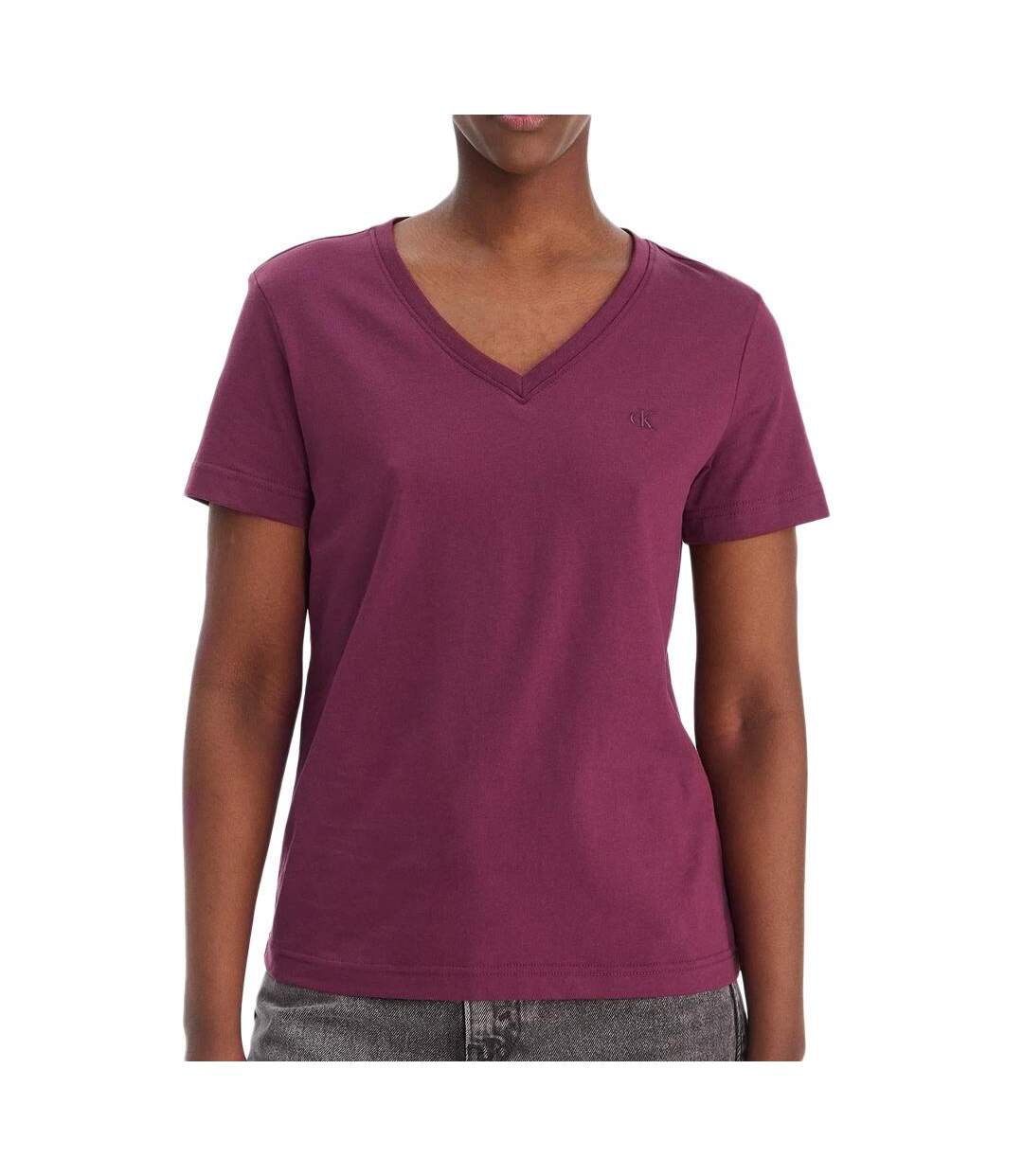 T-Shirt bordeaux femme calvin klein jeans archive lv047b205g-1