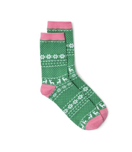 Chaussettes vertes/roses femme vero moda flocons