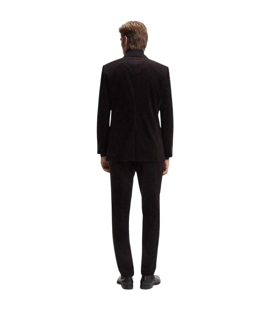 Mens Beckham Striped Pleat Front Trousers Brown Boss-3