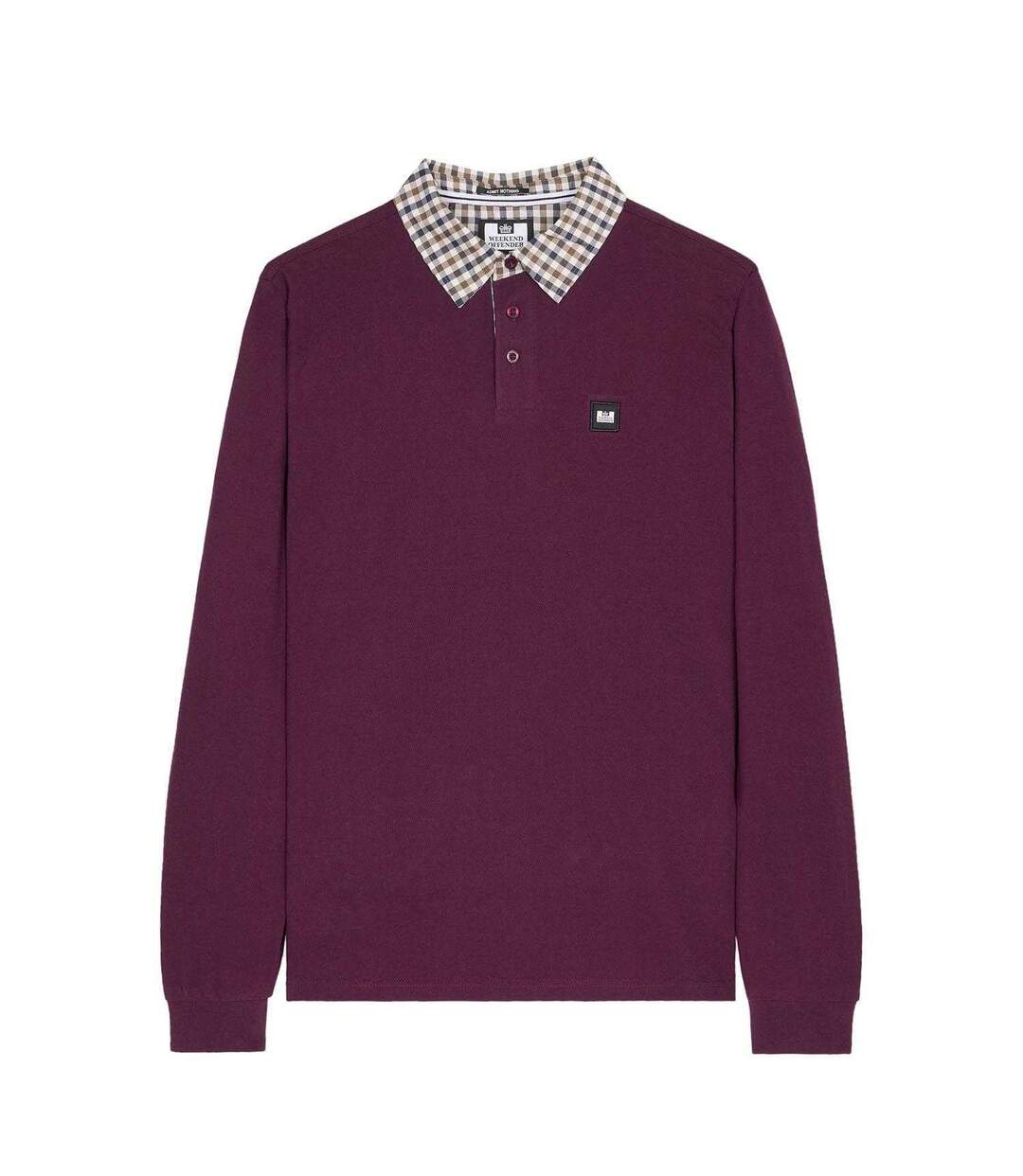 Polo Manches Longues Style Col À Carreaux Walker Homme Rose Baie Weekend Offender-2
