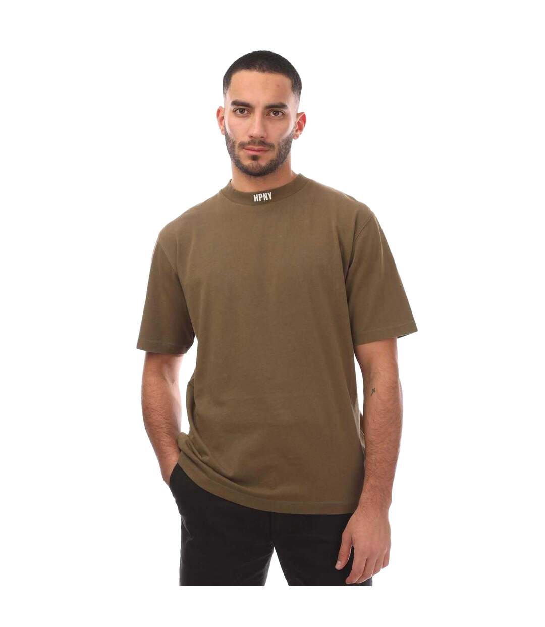 Womens/ladies Hpny Embroidered T-shirt Olive Heron Preston-1