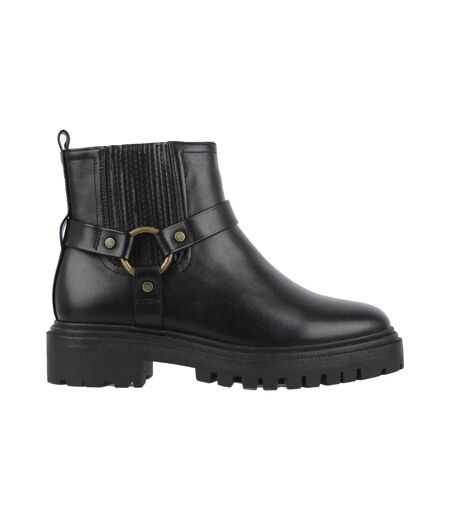 Womens/ladies Leather Block Heel Motorcycle Boots Black Jack Wills