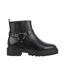 Womens/ladies Leather Block Heel Motorcycle Boots Black Jack Wills-1