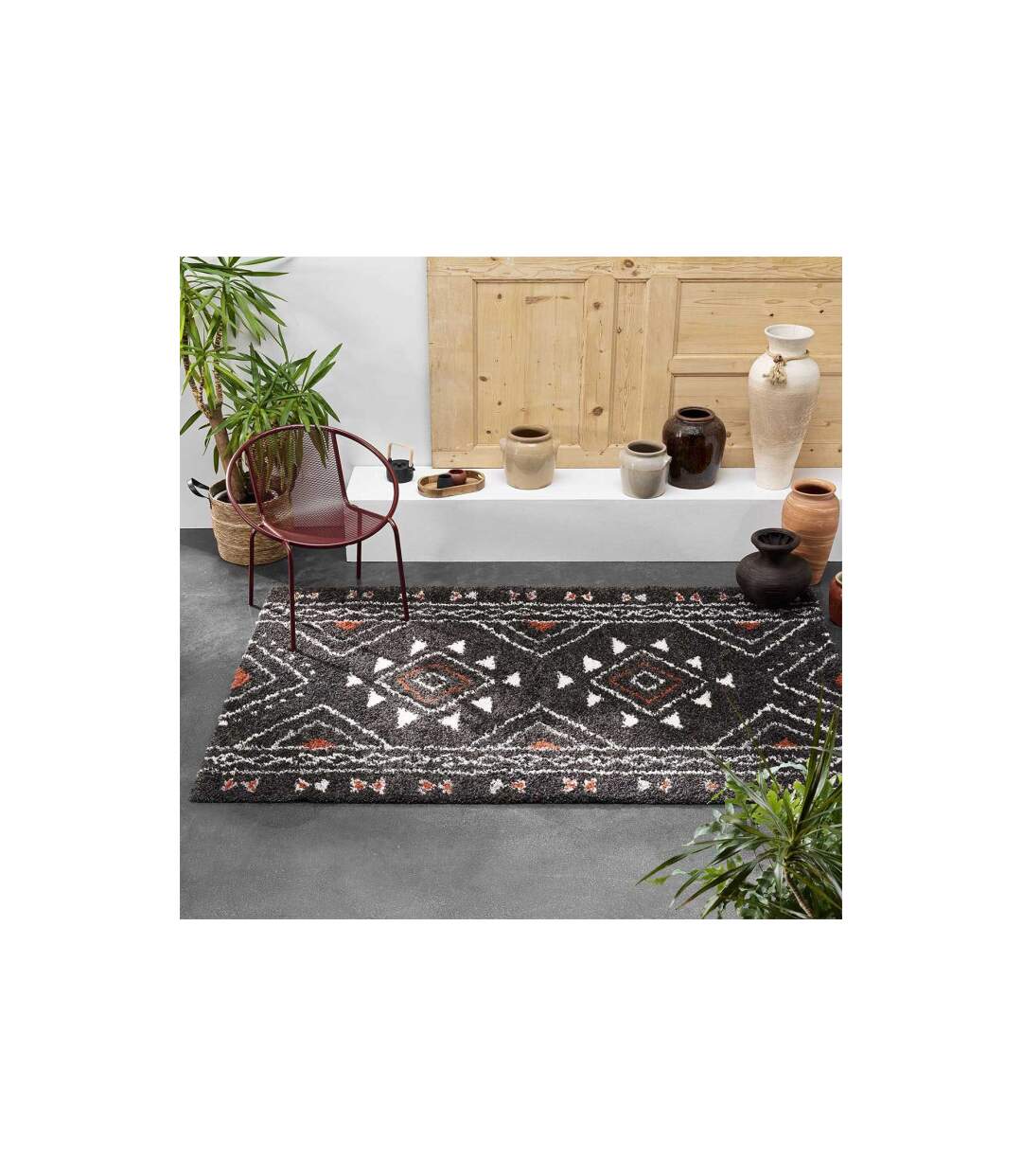 Tapis Déco à Motifs Saharienne 160x230cm Noir-3