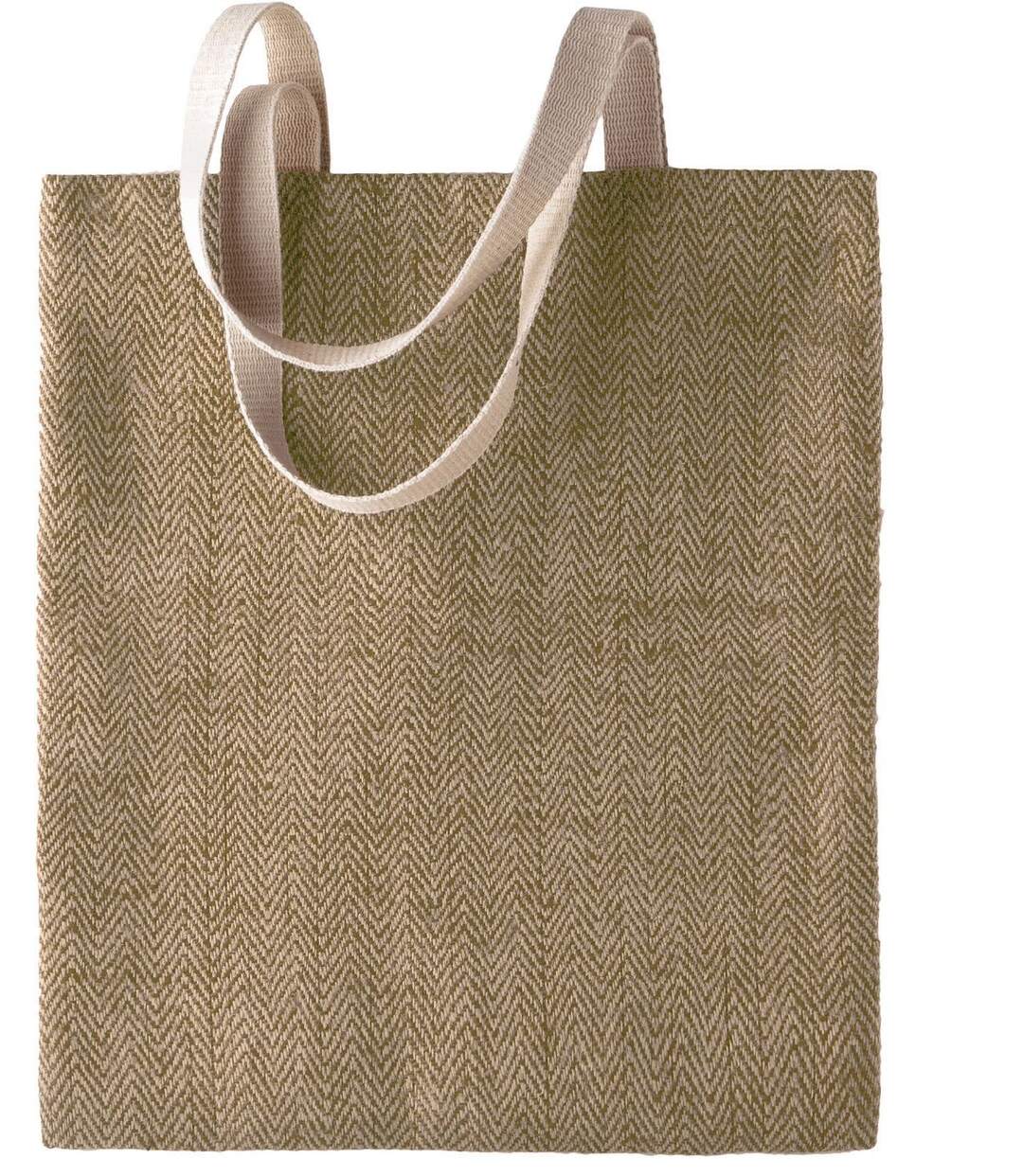 sac en toile de jute teint - KI0226 - vert militaire et naturel-2