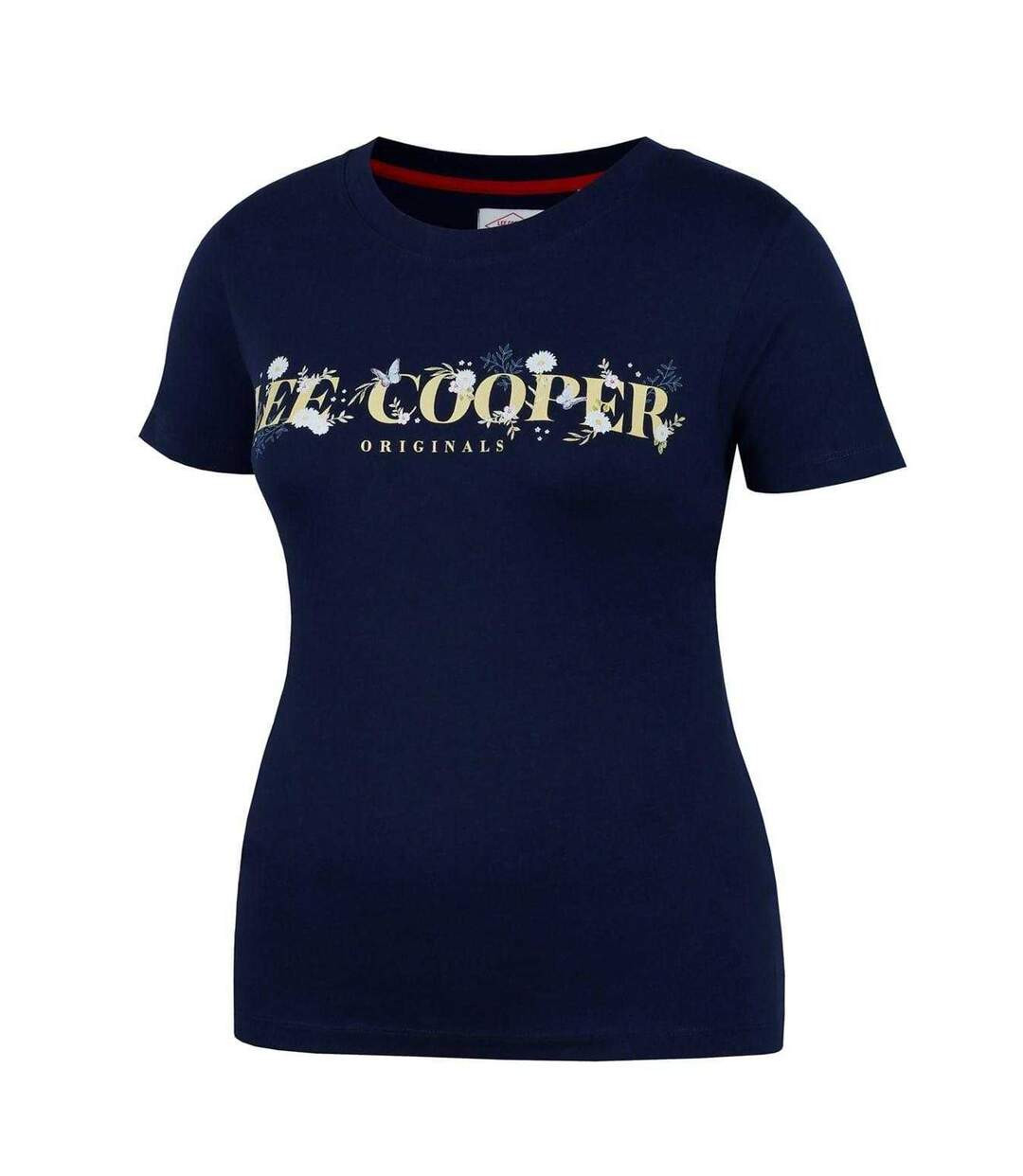 Womens/ladies Classic Floral Logo T-shirt Navy Blue Lee Cooper-3