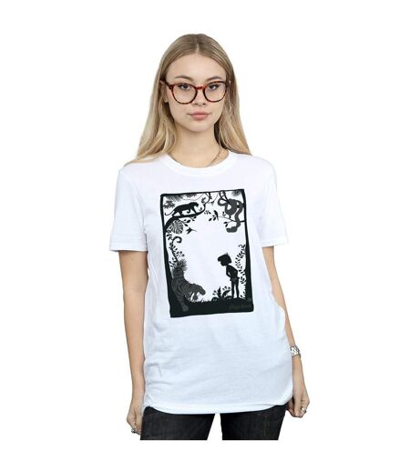 Disney Womens/Ladies The Jungle Book Silhouette Poster Cotton Boyfriend T-Shirt (Blanc) - UTBI28303