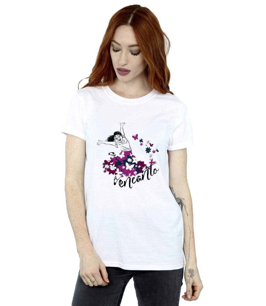 Disney Femmes/Les femmes Encanto Mirabel Flower Cotton Boyfriend T-Shirt (Blanc) - UTBI22412-2