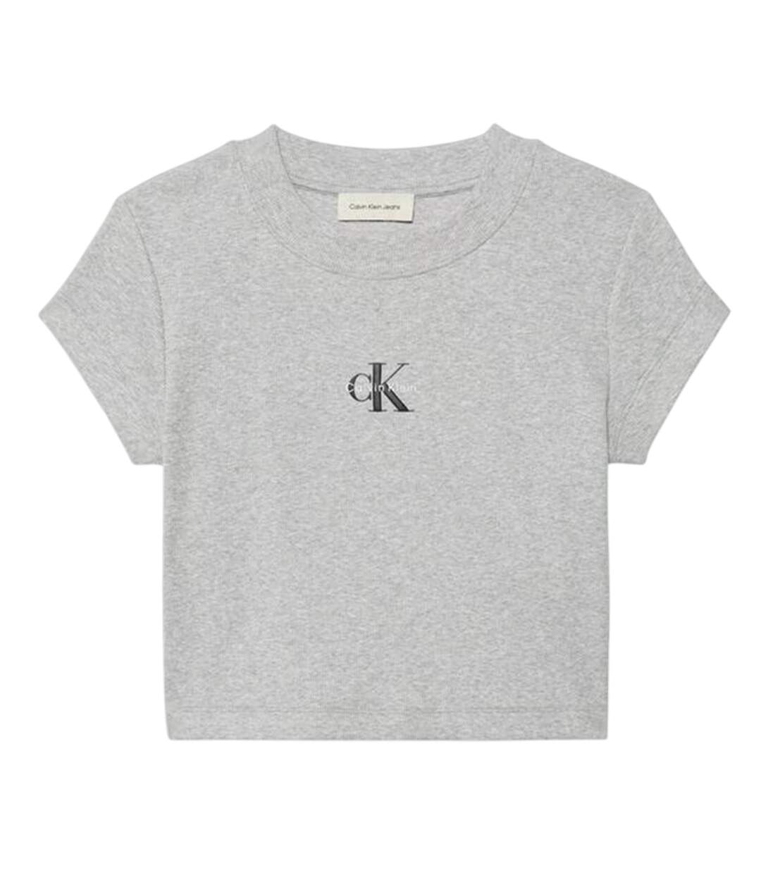 T-shirt Court Motif/style Logo Femme Gris Chiné Calvin Klein-2