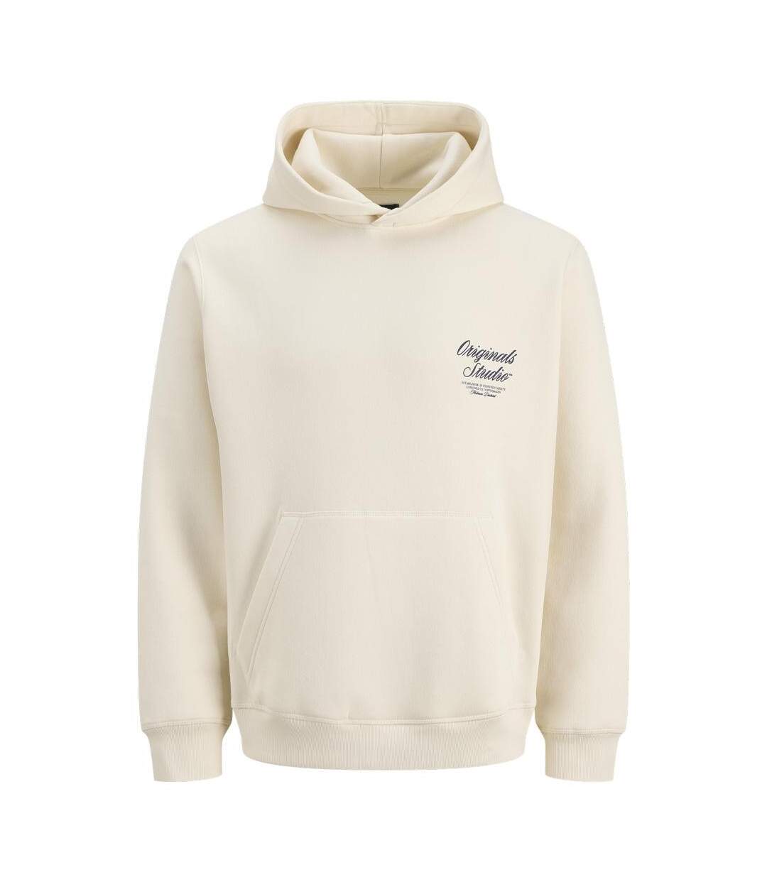 Sweat à capuche beige homme jack & jones typo-1