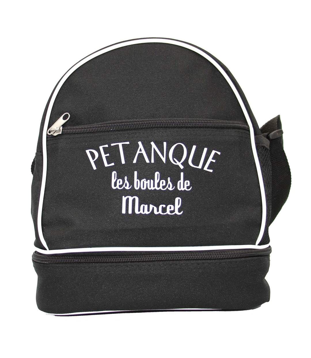 Sac bandoulière pour 3 boules de pétanque personnalisé avec votre prénom - noir-1