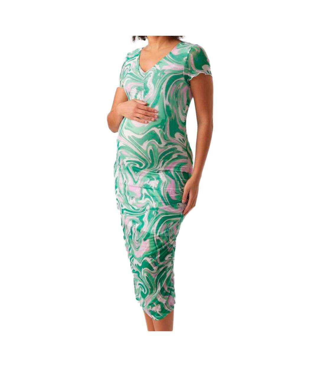 Robe Verte/Blanche Femme Mamalicious Swan - L-1