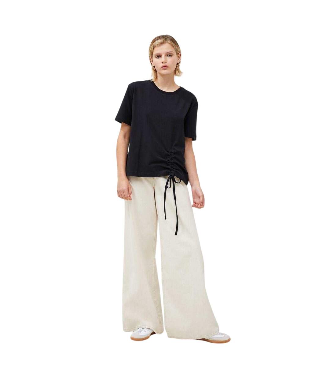 T-shirt Motif/style Ruché Femme Noir French Connection-4