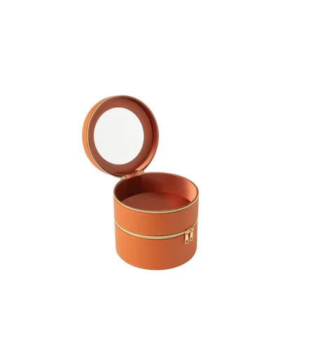 Boîte Ronde Pour Cosmétiques Ericka 19cm Cognac
