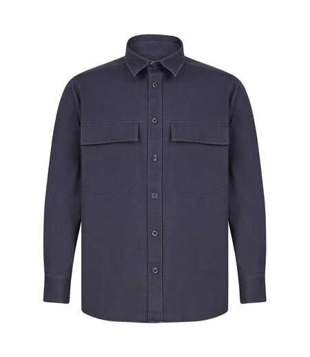Mens Cotton Drill Overshirt Navy Front Row