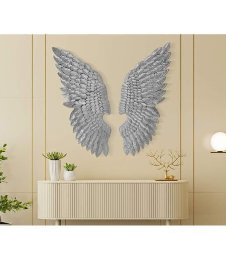 Lot de 2 Décorations Murales en Métal Beauty 100cm Argent