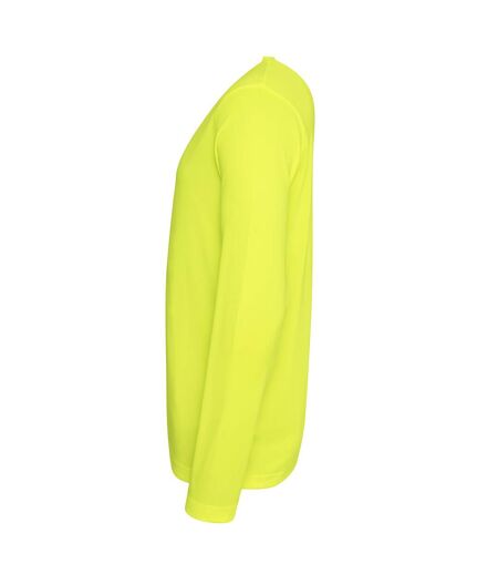 Just Cool Mens Long Sleeve Cool Sports Performance Plain T-Shirt (Electric Yellow) - UTRW684