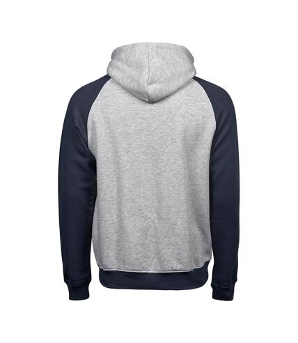 Tee Jays Mens Two Tone Raglan Hooded Sweatshirt (Heather Gray/Navy)