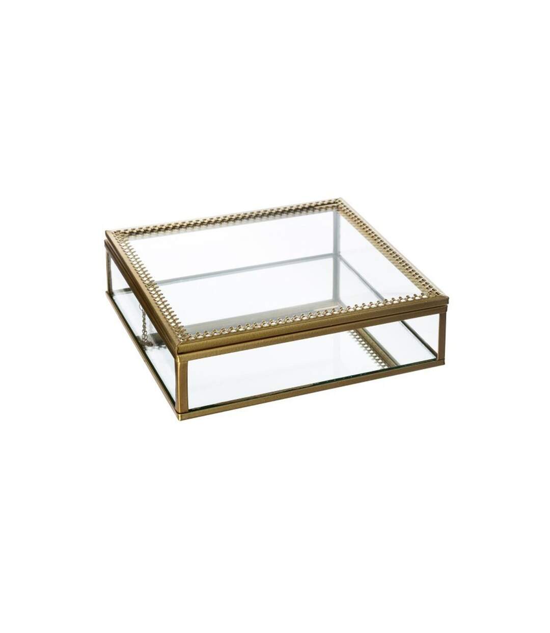 Lot de 2 Boîtes à Bijoux en Verre Stylish 18cm Or-2
