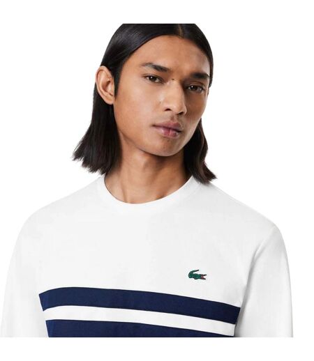 Sweat Tennis Motif/style Blocs De Couleurs Homme Blanc Bleu Marine Lacoste