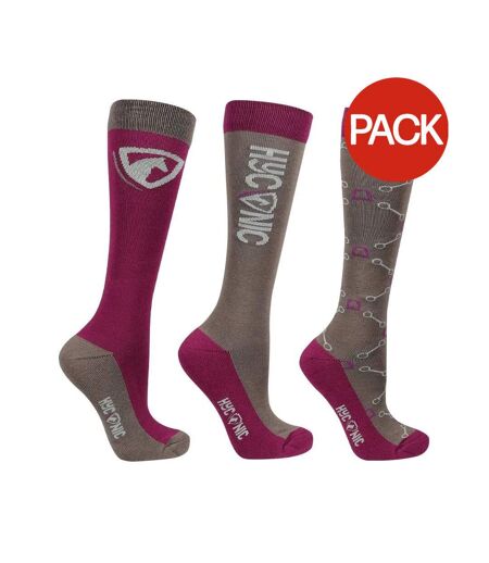 Pack Of 3  Unisex Adult Patterned Socks  Grey Purple HYCONIC