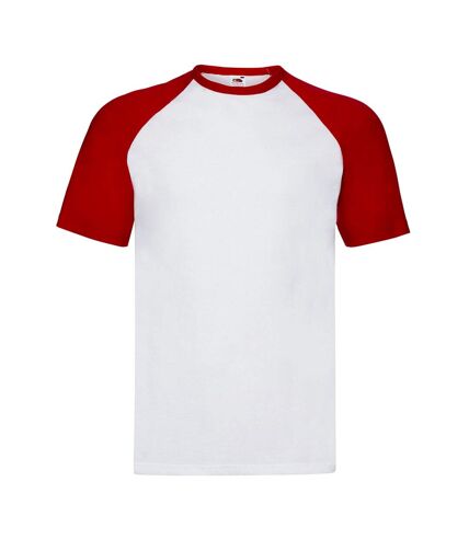 Fruit of the Loom Unisex Adult Contrast Baseball T-Shirt (White/Red)