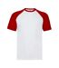 Fruit of the Loom Unisex Adult Contrast Baseball T-Shirt (White/Red)