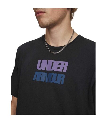 Mens Block Logo T-shirt Black Purple Under Armour