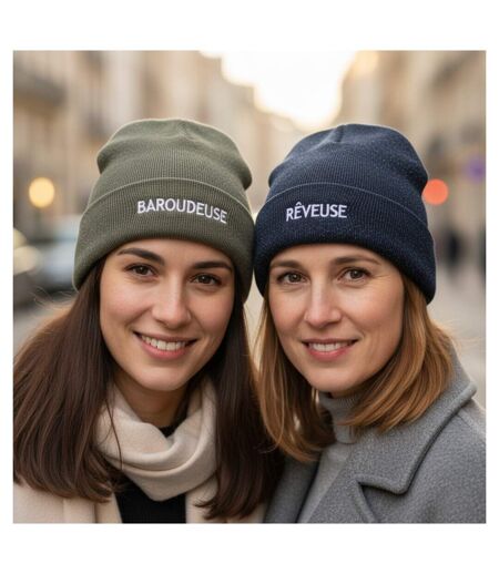 OZABI Bonnets Femme Fil Lurex Pailleté Message Brodé - Pack de 2 (Lot)