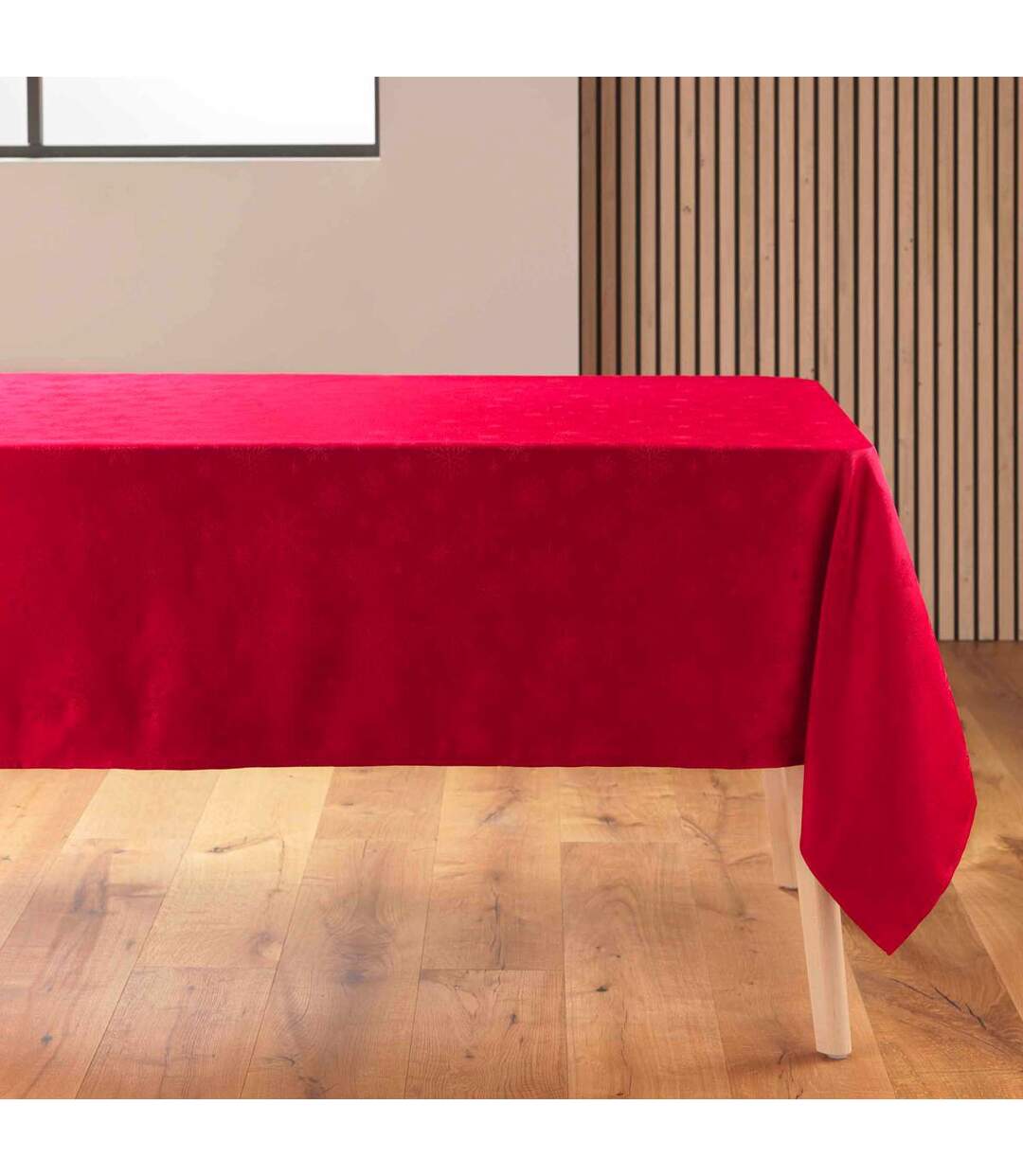 Nappe Jacquard Imprimé Flocons 140x240cm Rouge-1