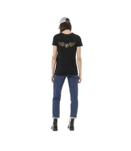 T-shirt uni col rond avec poche et print Strass Vondutch