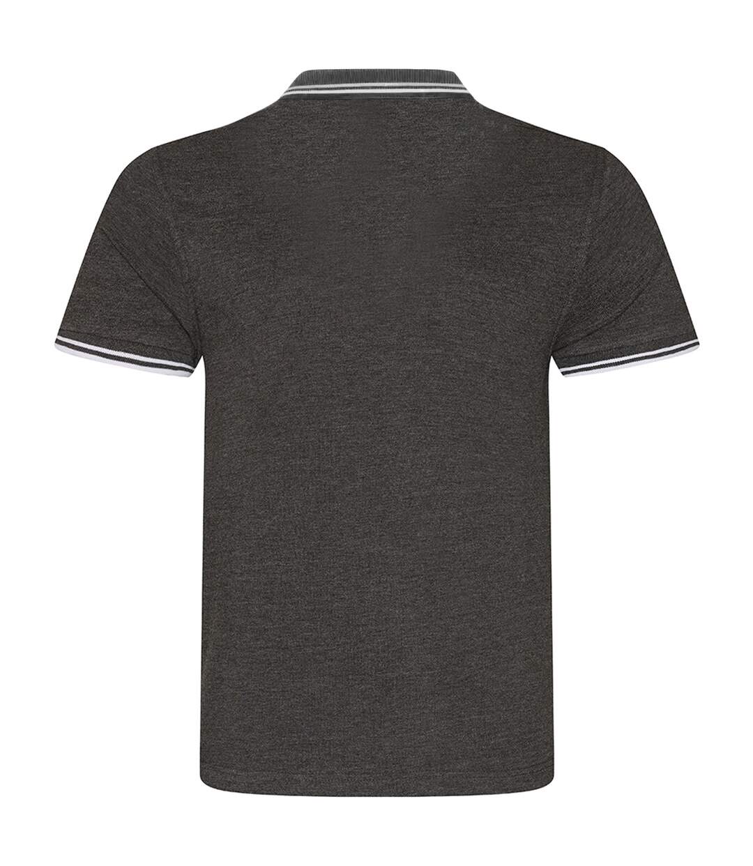 Mens t-shirt polo hommes gris foncé / blanc AWDis-2