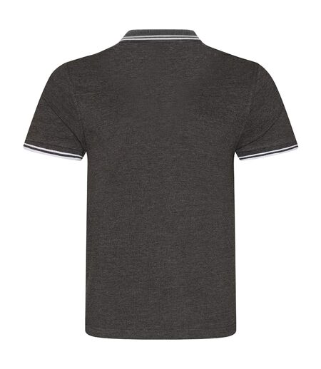 Mens t-shirt polo hommes gris foncé / blanc AWDis