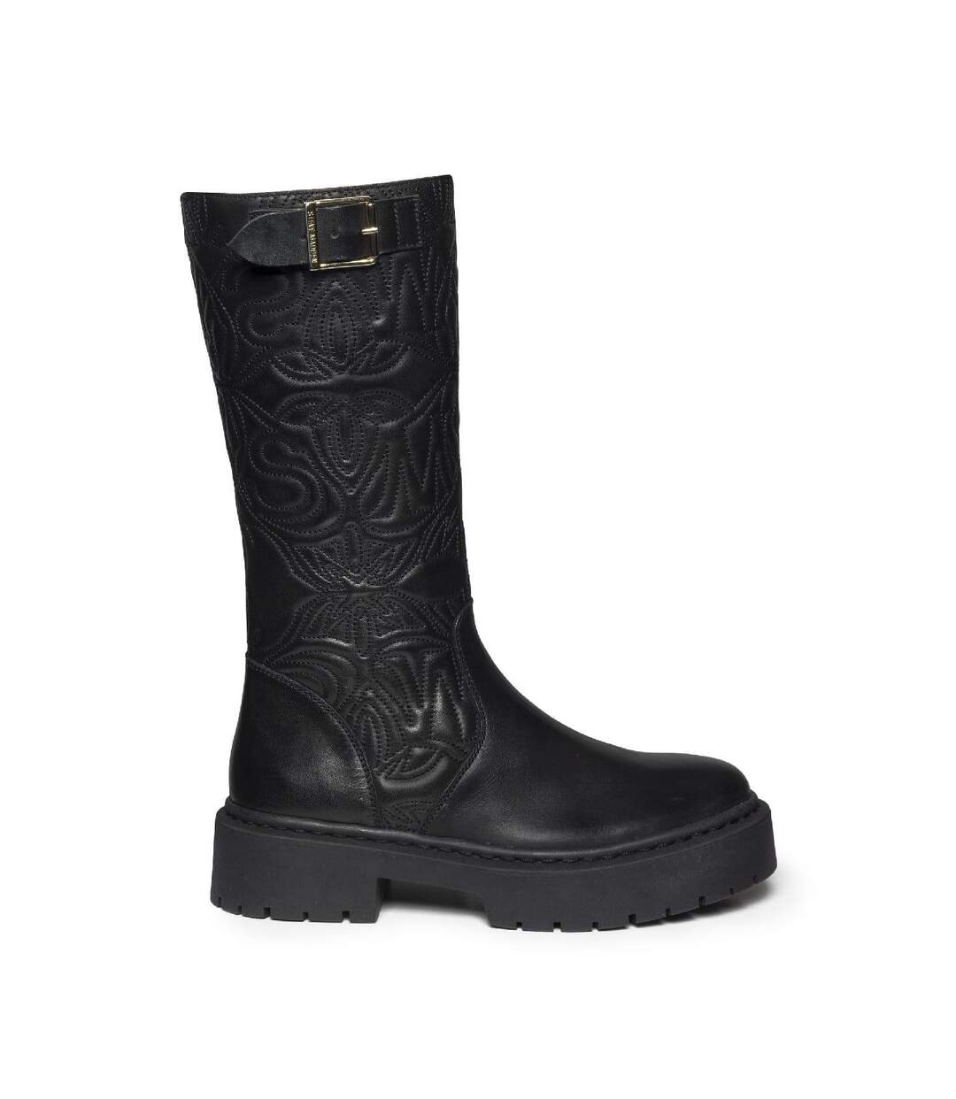 Womens/ladies Gelina Leather Knee-high Boots Black Steve Madden-1