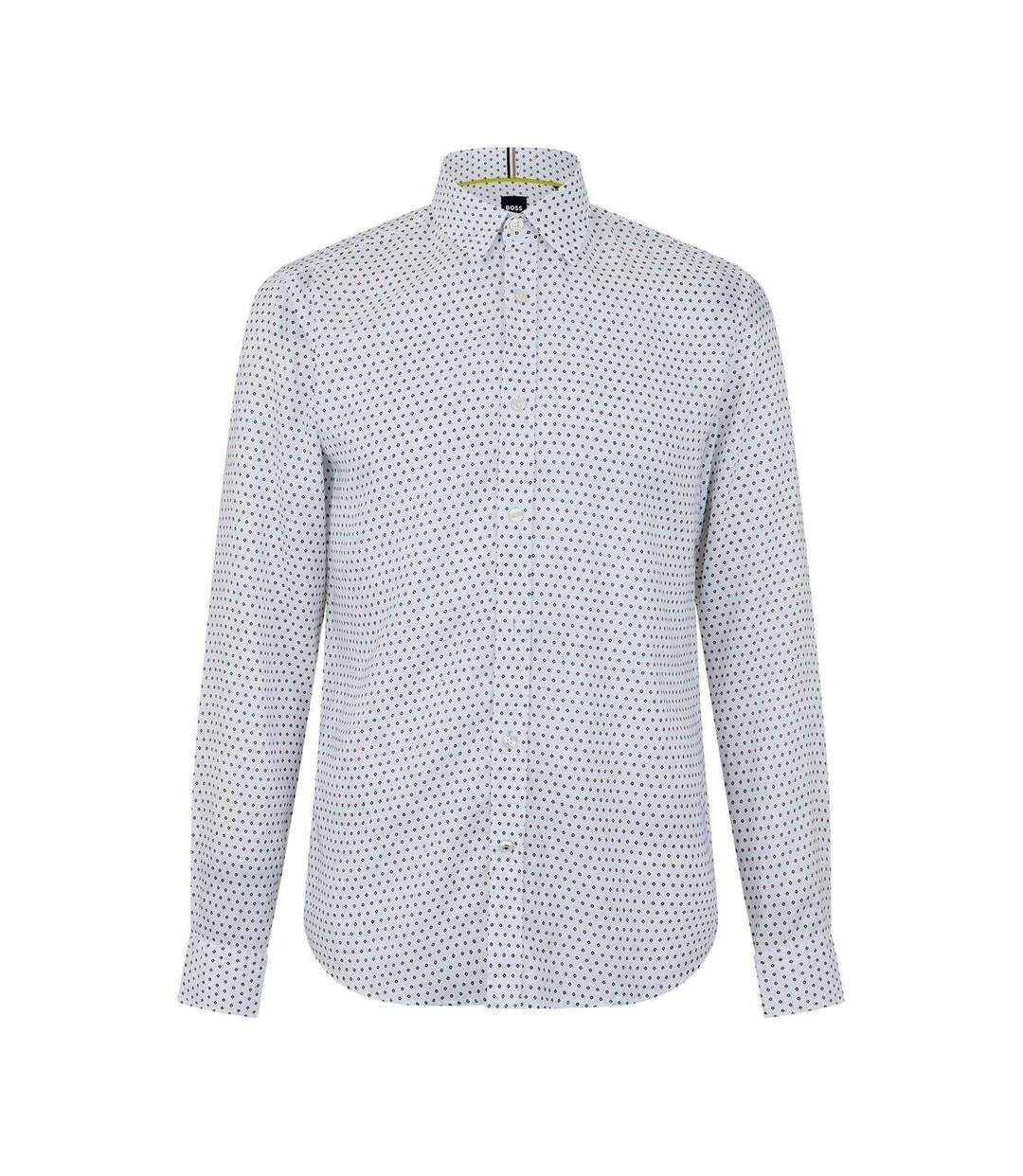 Mens Polka Dot Regular Long-sleeved Shirt Bright Green Boss-1